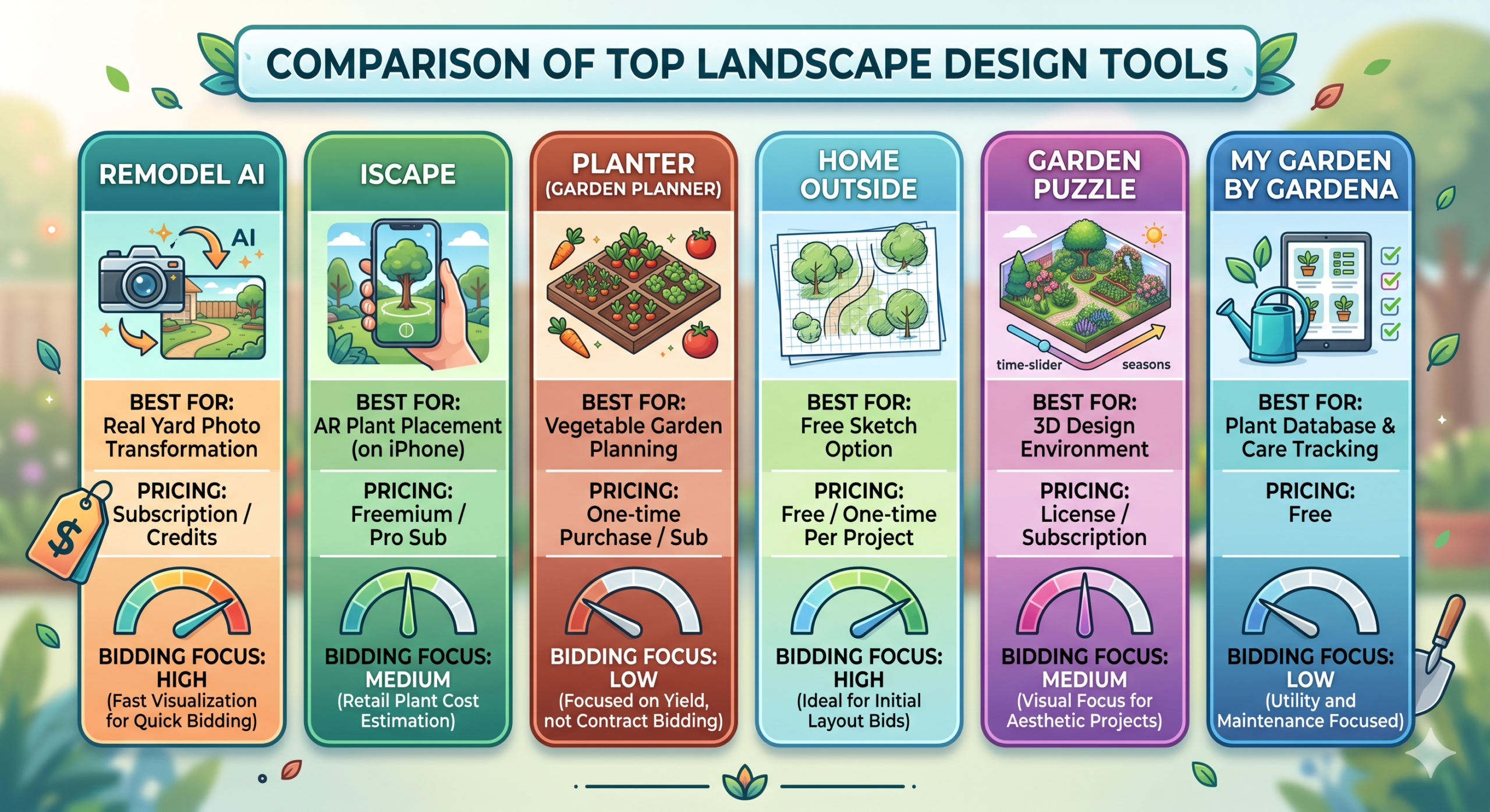 infographic Comparison of Top Landscape Design Tools