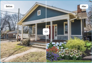 iScape Landscape Design App generated image before/after